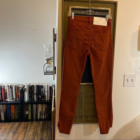 Frame Denim Le High Side Step Hem Skinny Jeans Red Size 27 High Rise Ankle Crop - Picture 6 of 8